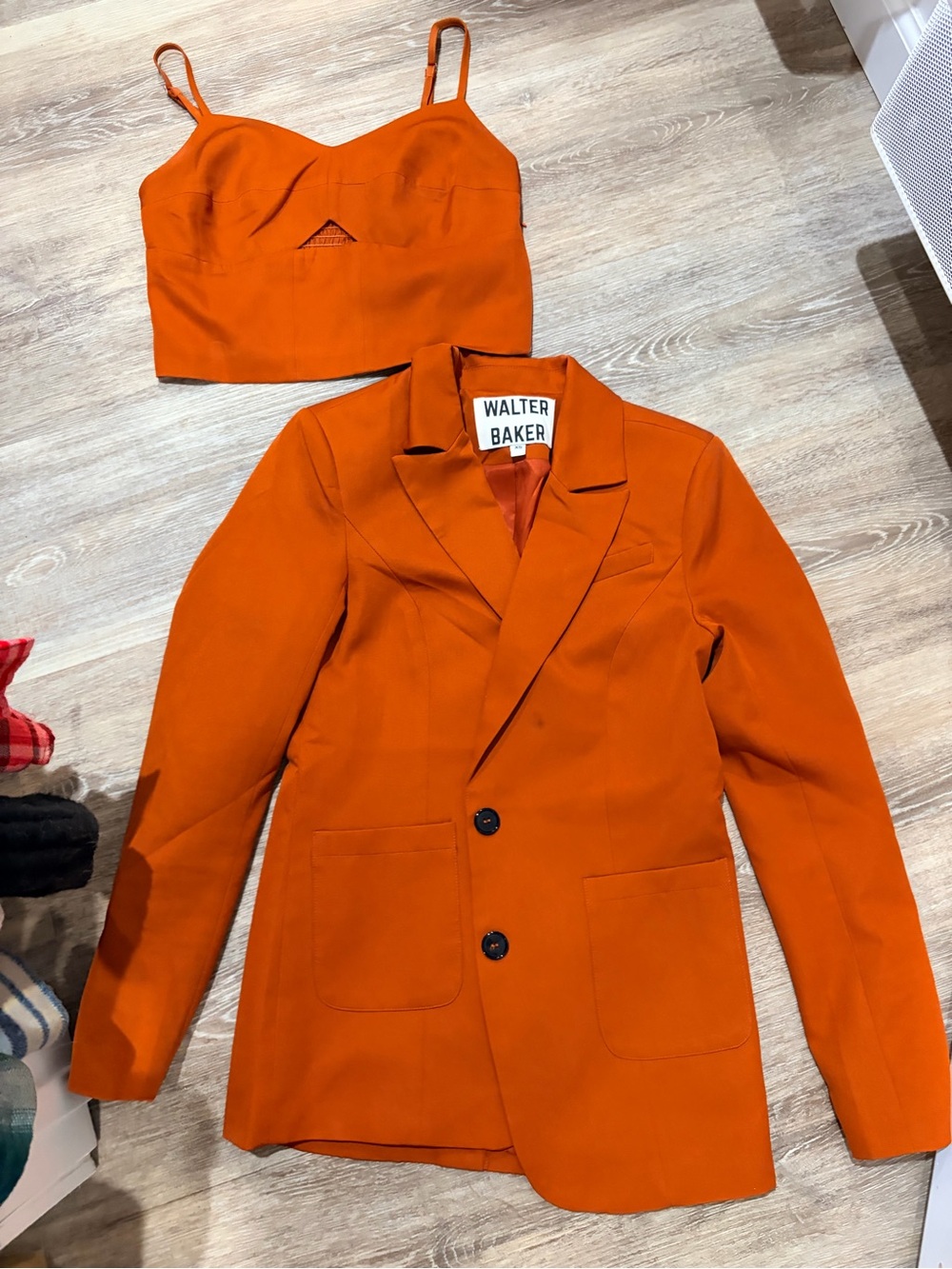 Walter Baker Bold Orange Jacket with Matching Crop
